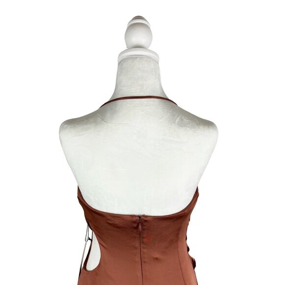 Et Ochs Nora Halter Cut Out MIdi Dress 6 NEW Brown - Picture 10 of 14